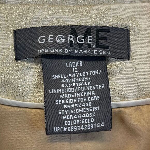 GEORGE Me Designs By Mark Eisen Blazer Women's Size 12 Cream Floral Metallic - Picture 4 of 13